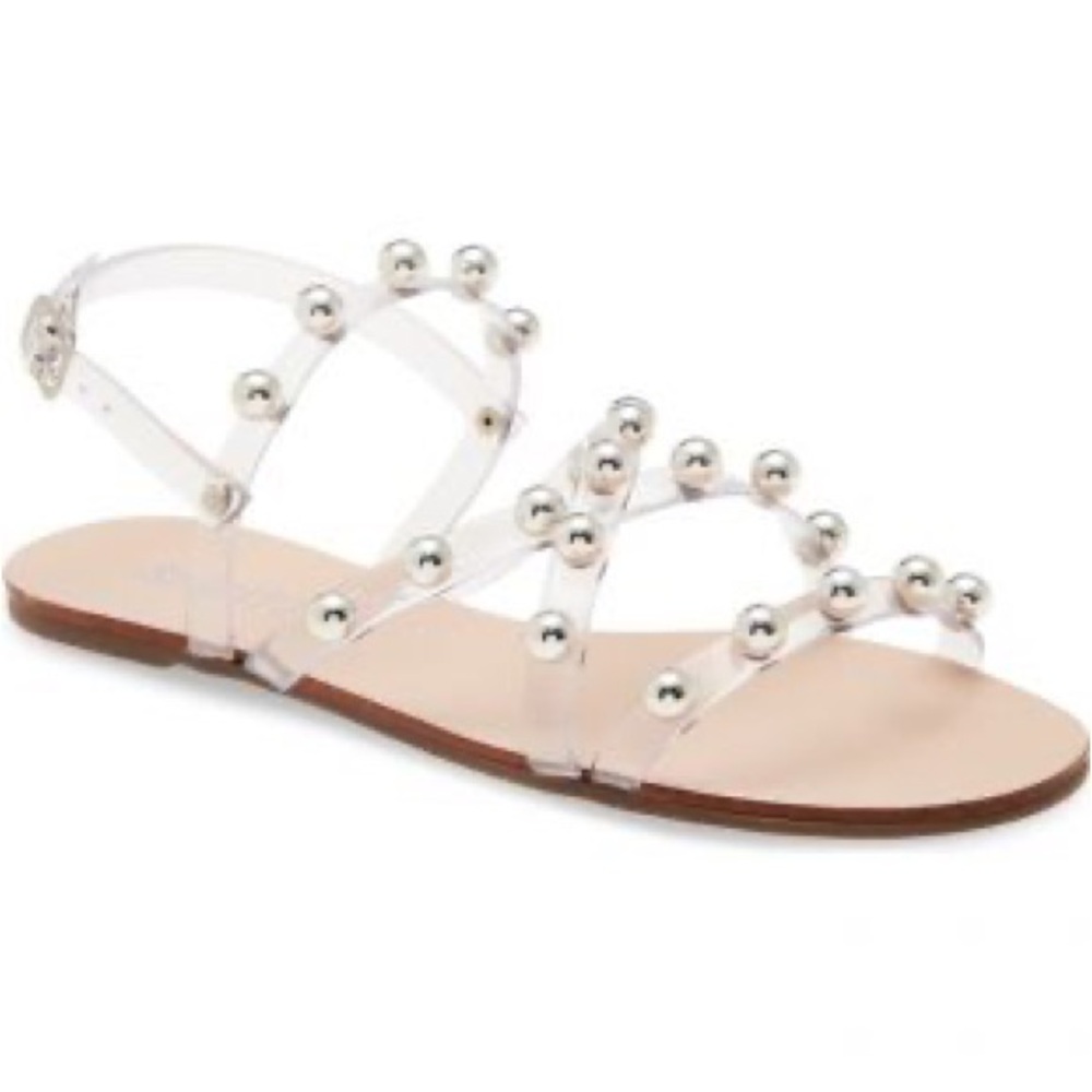 SCHUTZ White and Silver Sandals with Cage Design
